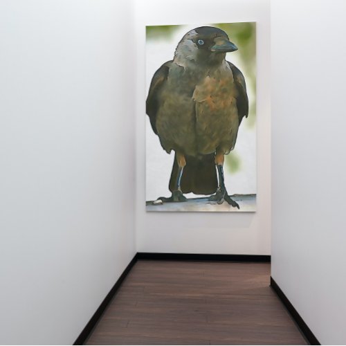 Black Hooded Crow Perched on A Balustrade Art Poster