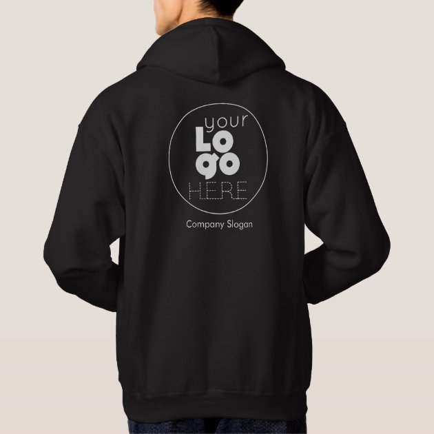 Black Hoodie with your White Business Logo on Back | Zazzle