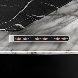 BLACK HOOK KIPPER HERRING FISHES  NECK TIE SILVER FINISH TIE BAR