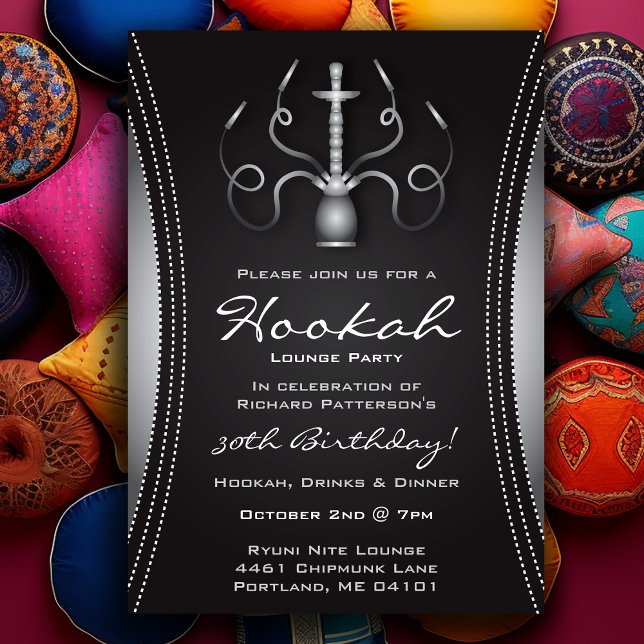 Black Hookah Party Invitation (Black Hookah Party Invitation
)