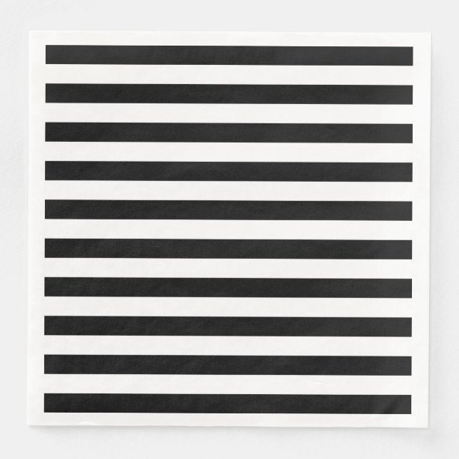 Black Horizontal Stripes Paper Dinner Napkins (Front)