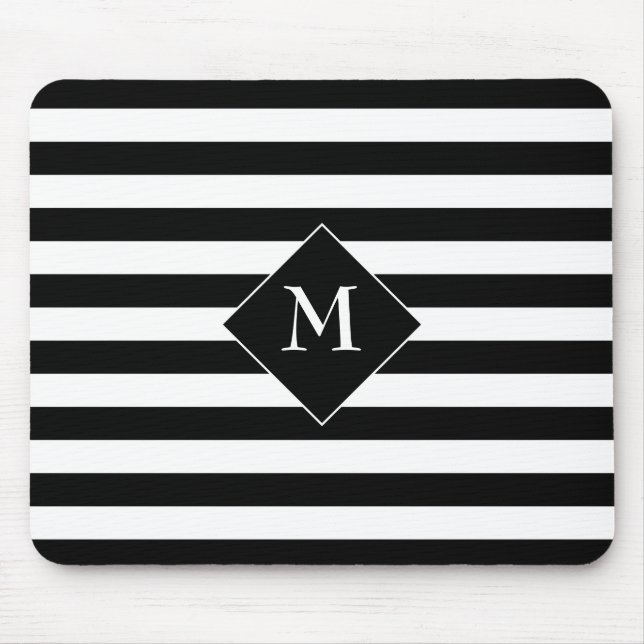Black Horizontal Stripes With Center White Text Mouse Pad (Front)