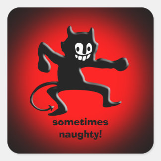 Black Horned Imp, Pointed Tail, sometimes naughty Square Sticker