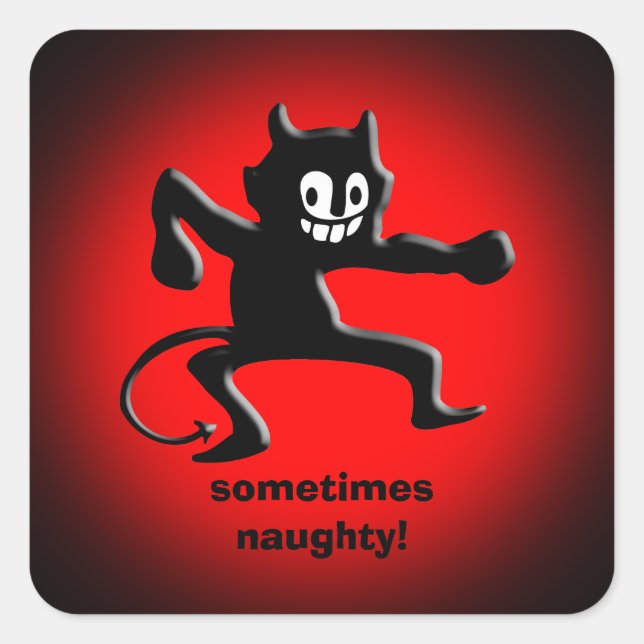 Black Horned Imp, Pointed Tail, sometimes naughty Square Sticker (Front)