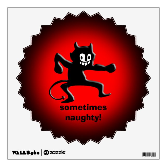 Black Horned Imp, Pointed Tail, sometimes naughty Wall Sticker (Front)