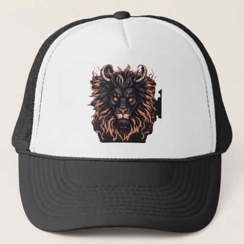 Black Horned Lion Trucker Hat