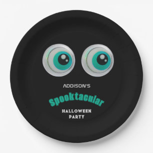 Black Horror Eye Spooktacular Halloween Party Paper Plates