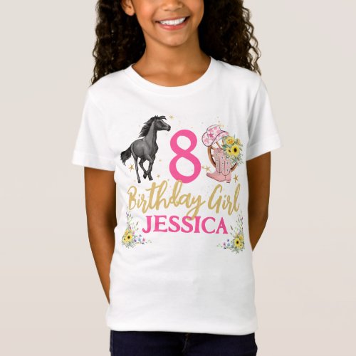 Black Horse and Flowers Birthday Party  T_Shirt