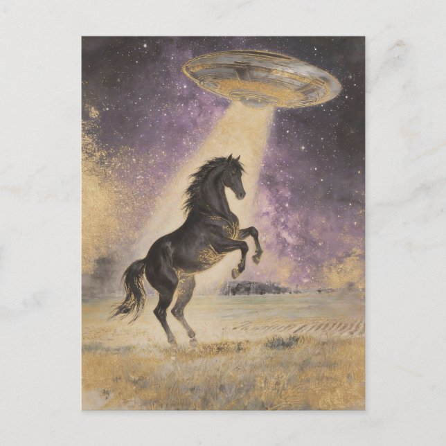 Black Horse and UFO Postcard (Front)