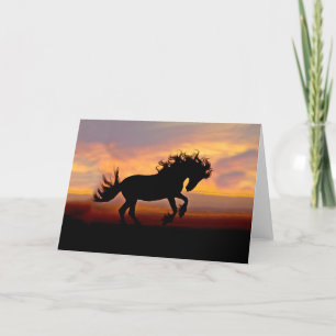 Black Horse at Sunset Greeting Card Blank