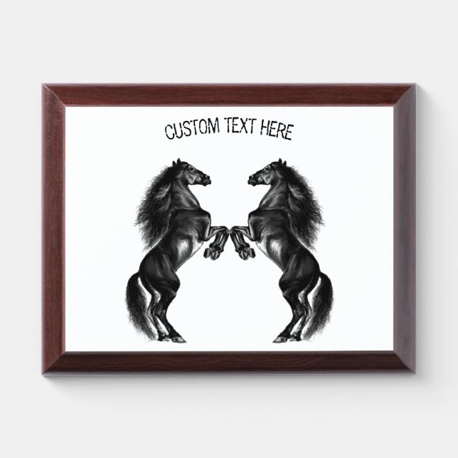 Black Horse Award Plaque with Custom Text (Horizontal)