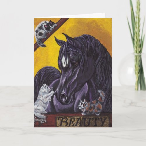 BLACK HORSE Barn Kittens Note Card