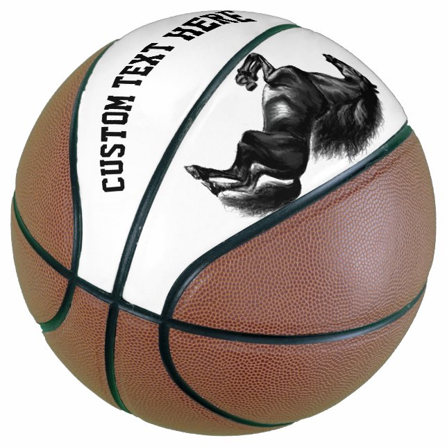 Black Horse Basketball with Custom Text (Angled)