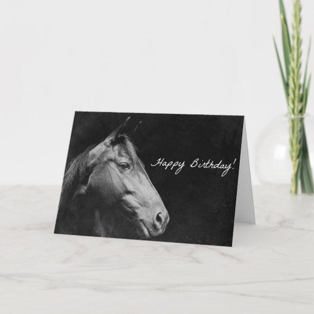 Black Horse Birthday Grunge Card (Front)