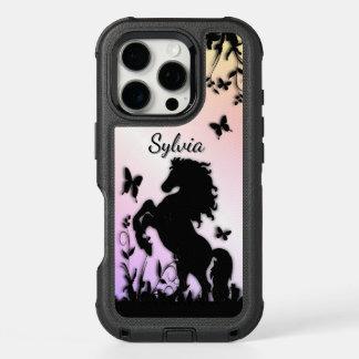 Black Horse Butterfly Garden Personalized iPhone 16 Pro Case