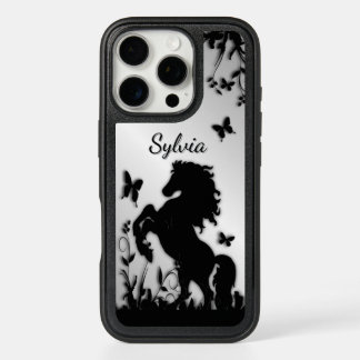 Black Horse Butterfly Garden Personalized iPhone 16 Pro Case