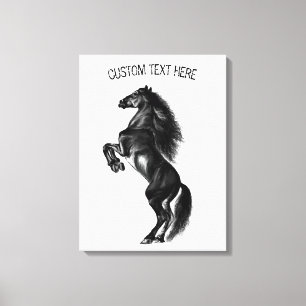 Black Horse Canvas Print with Custom Text