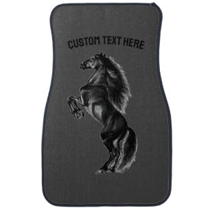 Black Horse Car Floor Mat Personalized Custom Text
