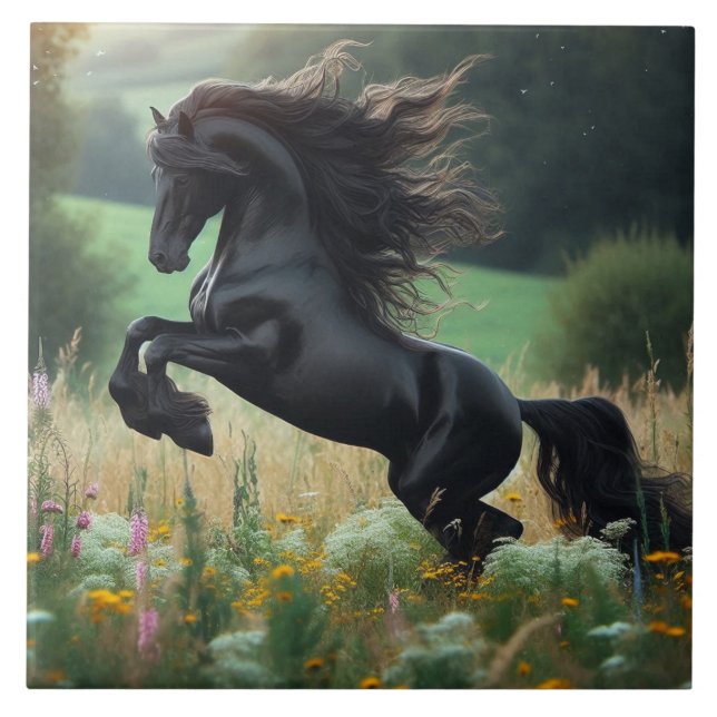 Black Horse Ceramic Tile (Front)