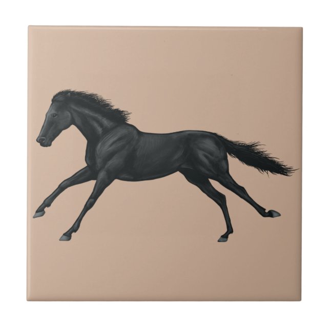 Black Horse Ceramic Tile (Front)