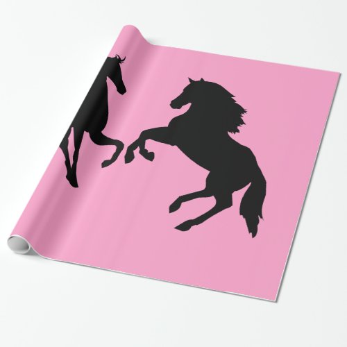 Black Horse Couple Wrapping Paper Custom Colors