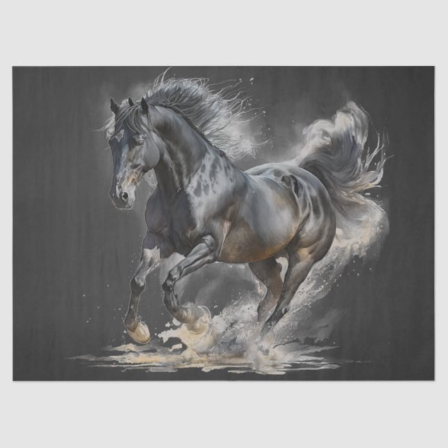 Black Horse Decoupage Tissue Paper (Front)