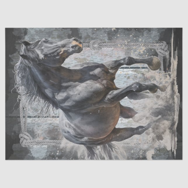 Black Horse Decoupage Tissue Paper (Front)