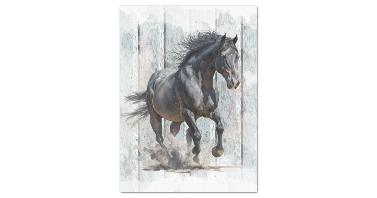 Black Horse Decoupage Tissue Paper Zazzle