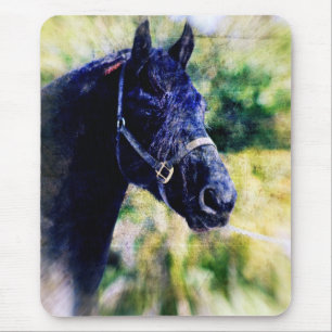 Black Horse Digital Art Mouse Pad