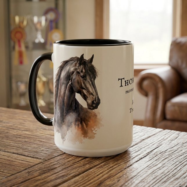 Black Horse Equestrian Personalized Gift Mug Cup (Creator Uploaded)