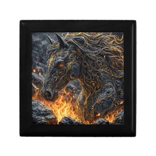 Black Horse Fire Gift For Horse Lovers Box