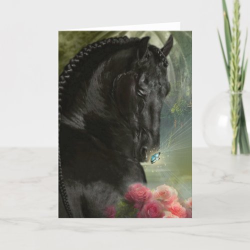 Black Horse Friesian _ Greeting Card