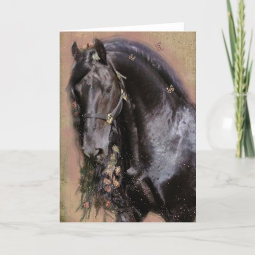 Black Horse Friesian _ Greeting Card