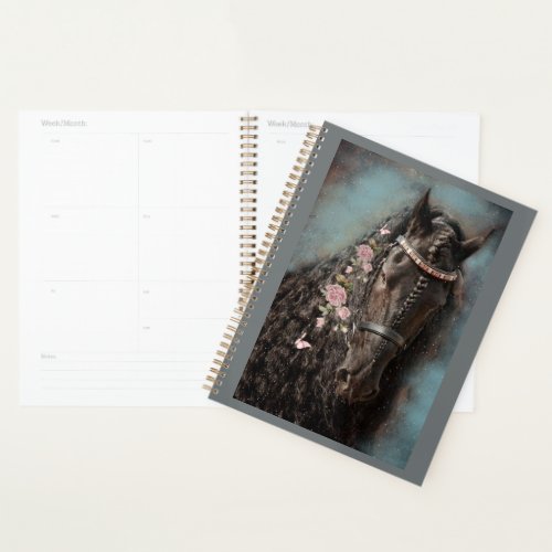 Black Horse Friesian Horse _ Calendar Planner