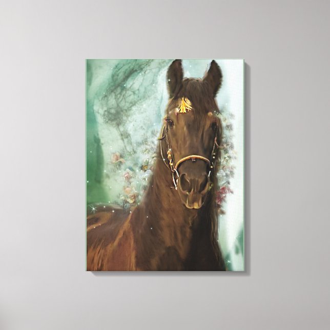 Black Horse Friesian Horse - Wrapped Canvas Print (Front)