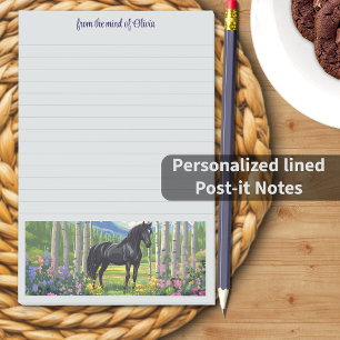 Black Horse Girl Mtn Meadow Personalized Slogan Post-it Notes