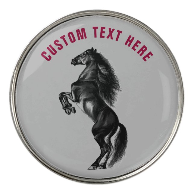 Black Horse Golf Ball Markers Personalized Text (Front)