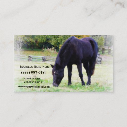 Customizable Black Horse Grazing Business Card Template