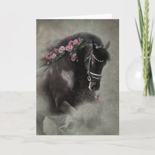 Black Horse - Greeting Card (Front)
