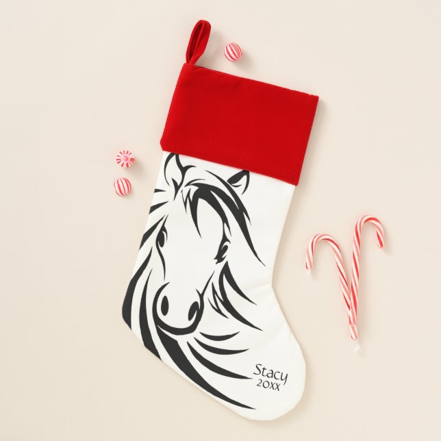 Black Horse Head Christmas Stocking (Front)