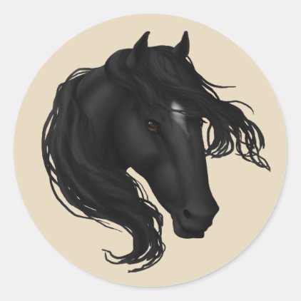 Black Horse Head Classic Round Sticker