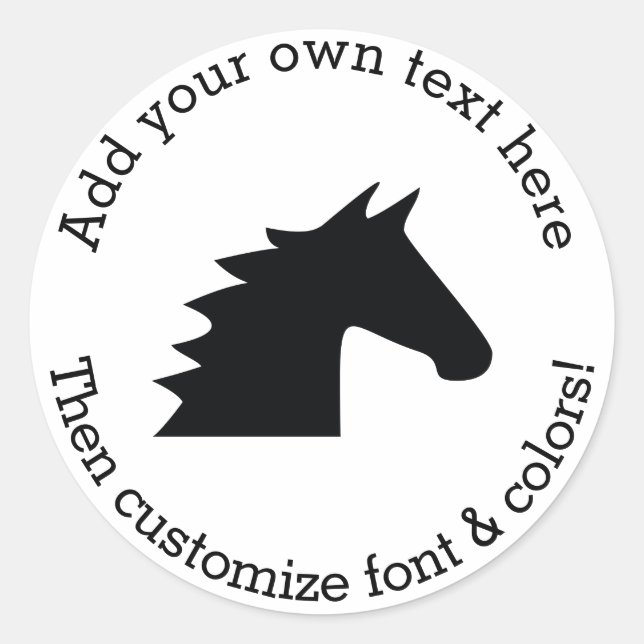 Black Horse Head Classic Round Sticker (Front)