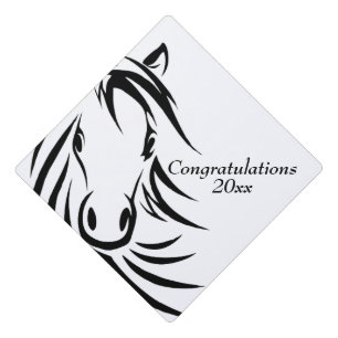 Black Horse Head Congratulations Year Graduation Cap Topper