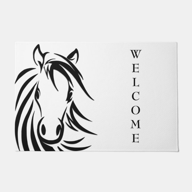 Black Horse Head Doormat (Front)