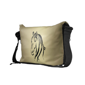Black Horse Head Gold Horse Messenger Bag