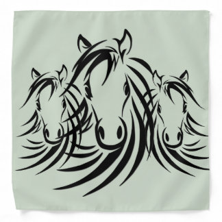 Black Horse Head Green Bandana
