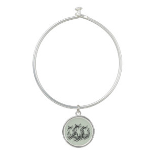 Black Horse Head Green Bangle Bracelet