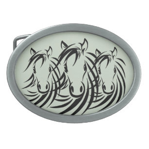 Black Horse Head Green Belt Buckle
