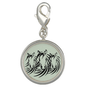 Black Horse Head Green Charm