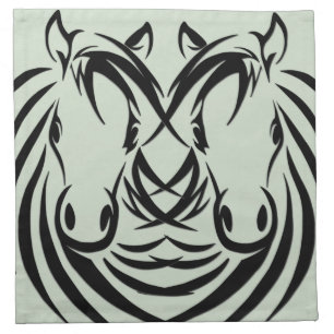 Black Horse Head Green Cloth Napkin